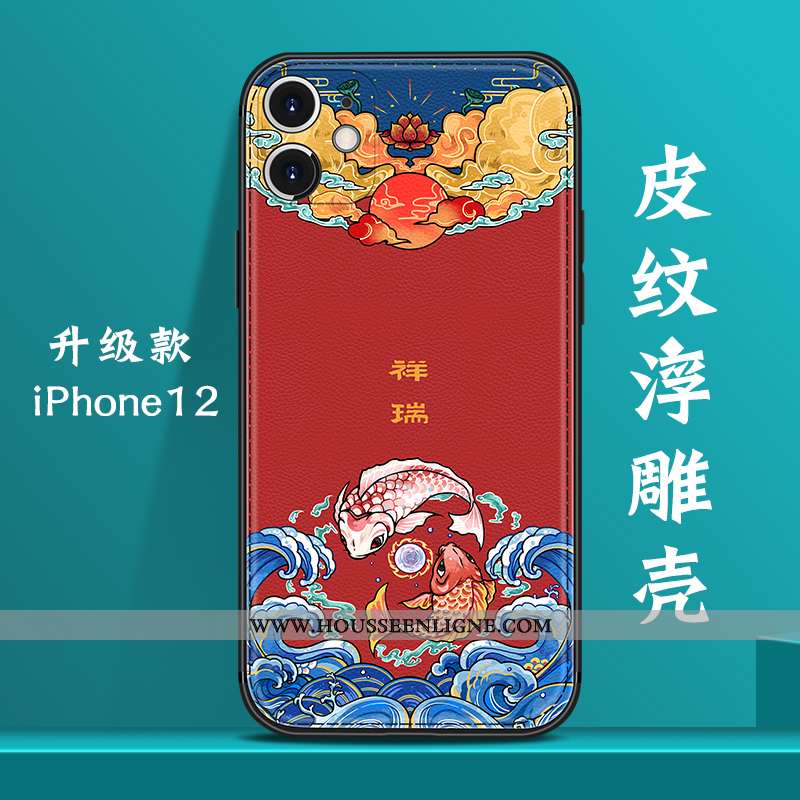 Housse iPhone 12 Créatif Tendance Style Chinois Nouveau Bleu Marin Personnalité Tout Compris Bleu Fo