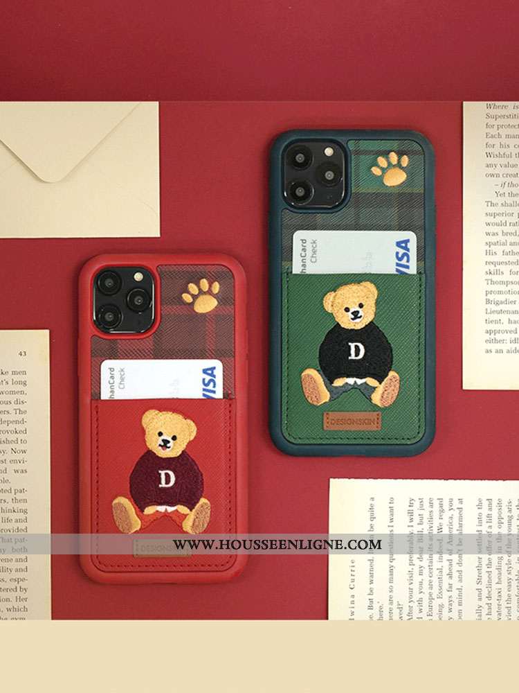 Housse iPhone 12 Pro Max Cuir Charmant Britanique Vert Foncé Amoureux Téléphone Portable Carte Rouge
