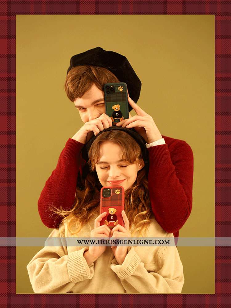 Housse iPhone 12 Pro Max Cuir Charmant Britanique Vert Foncé Amoureux Téléphone Portable Carte Rouge