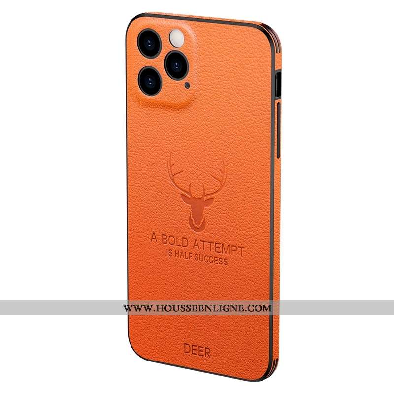 Housse iPhone 12 Pro Max Légère Cuir Qualité Amoureux Simple Créatif Véritable Silicone Orange