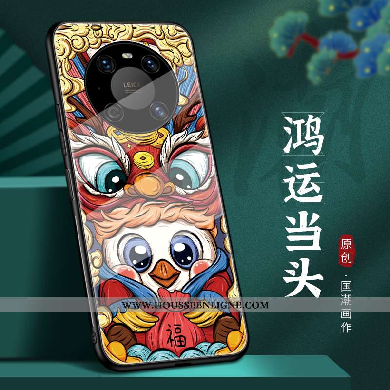 Étui Huawei Mate 40 Légère Protection Ultra Style Chinois Créatif Rouge Verre