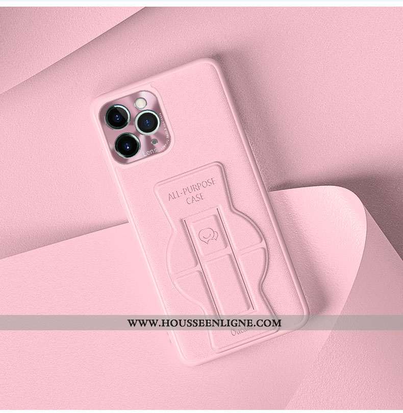 Étui iPhone 12 Pro Cuir Silicone Téléphone Portable Protection Simple Couleur Unie Incassable Rose