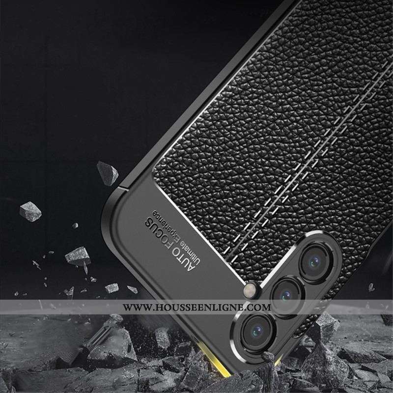 Coque Samsung Galaxy A14 5G / A14 Effet Cuir Litchi Double Line