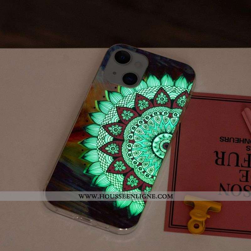 Coque iPhone 15 Plus Fluorescente Mandala