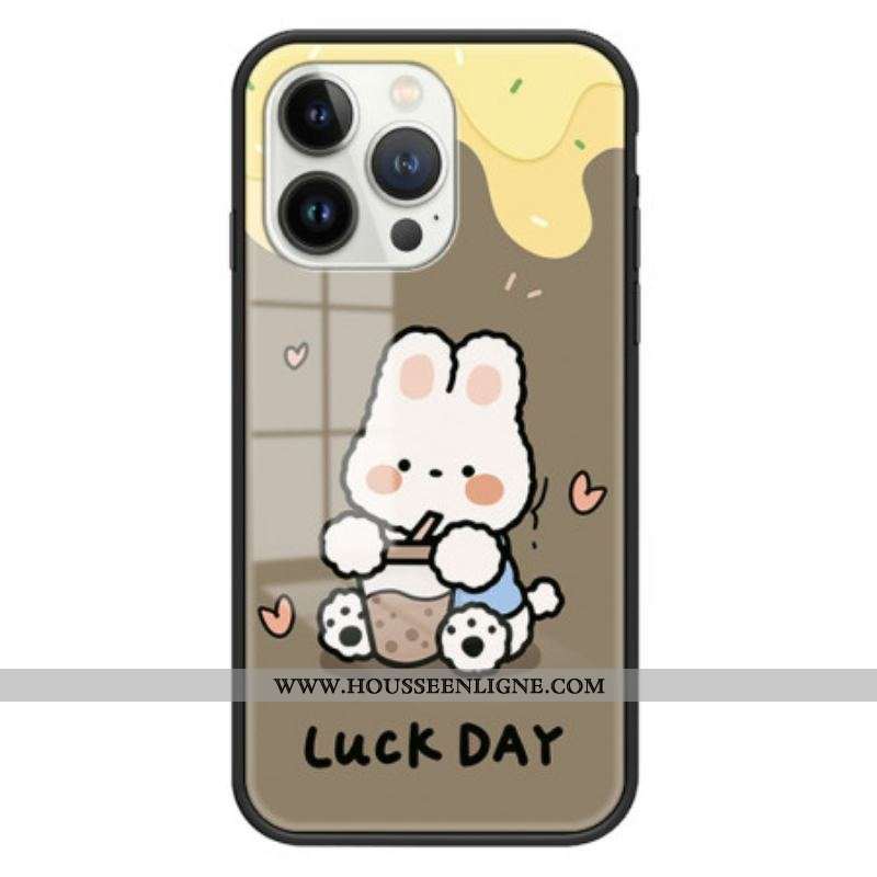 Coque iPhone 15 Pro Verre Trempé Milk Tea Rabbit