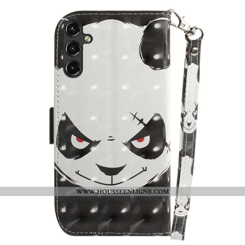 Housse Samsung Galaxy A14 5G / A14 Angry Panda à Lanière