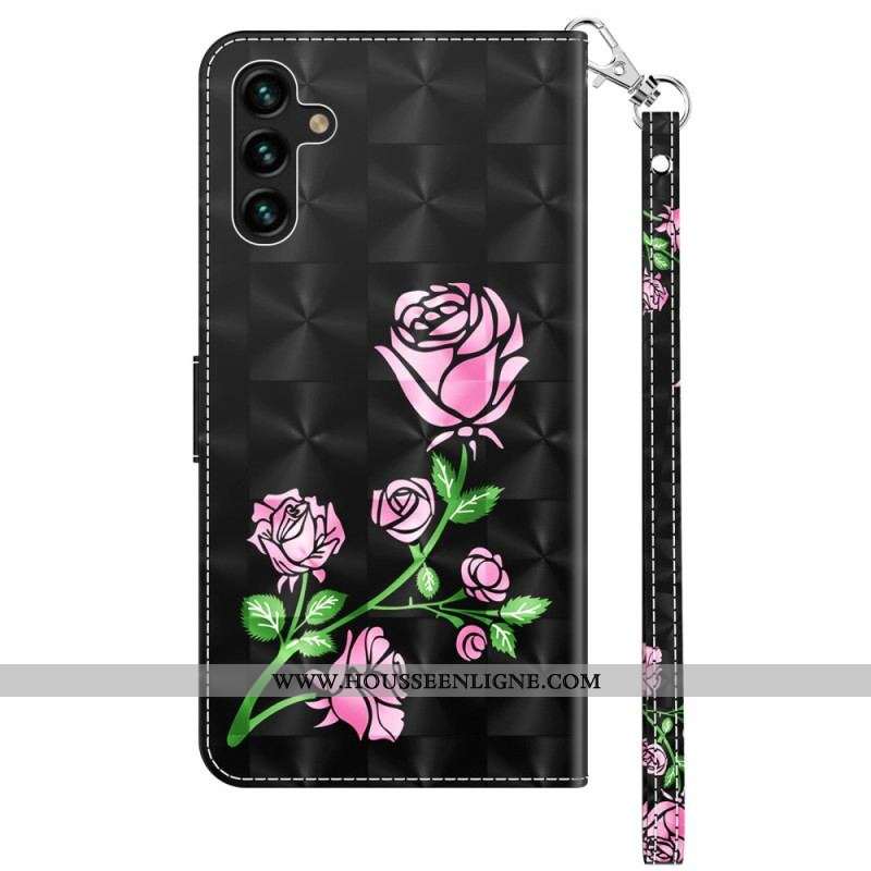 Housse Samsung Galaxy A14 5G / A14 Roses à Lanière