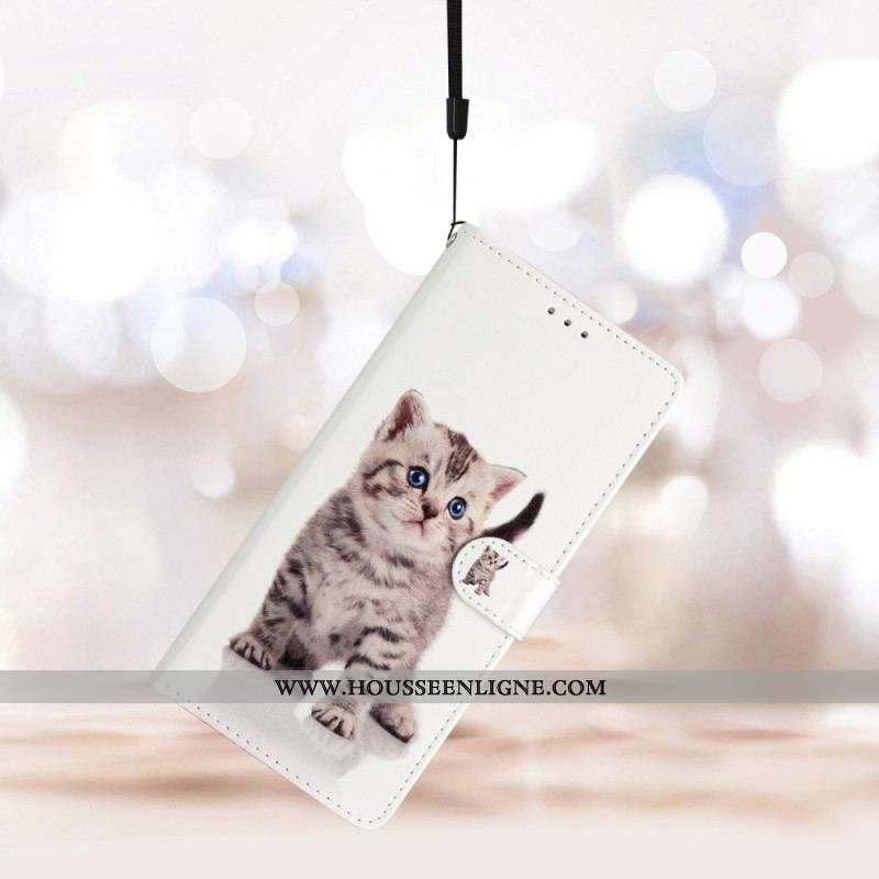 Housse iPhone 15 Cute Cat à Lanière