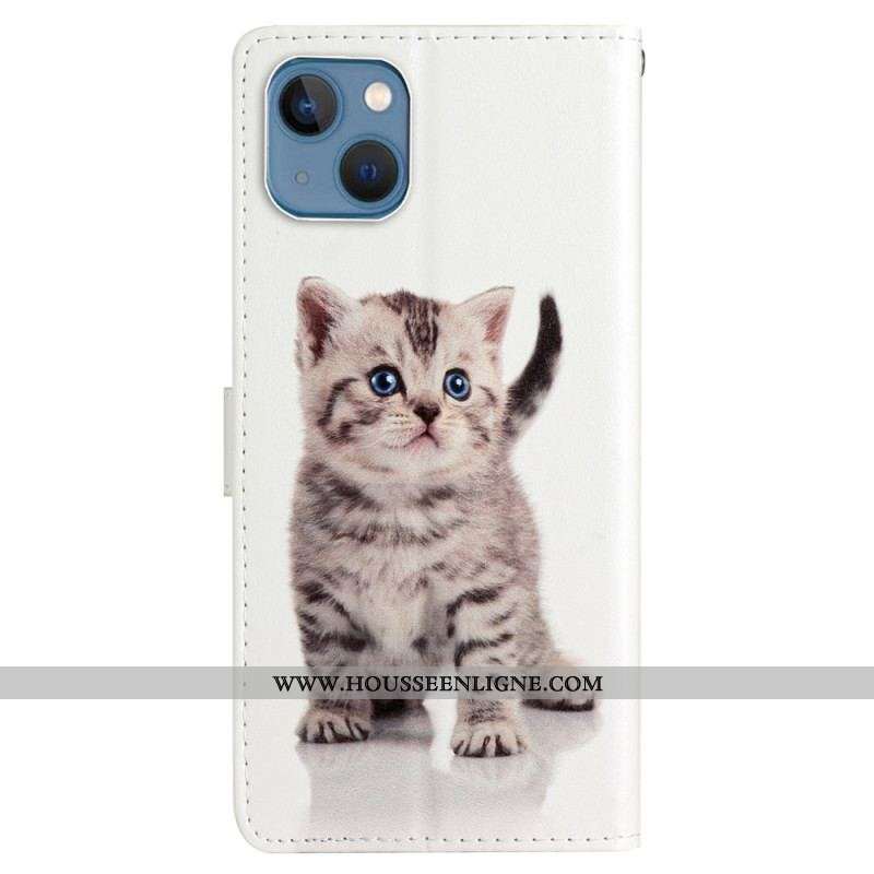 Housse iPhone 15 Cute Cat à Lanière