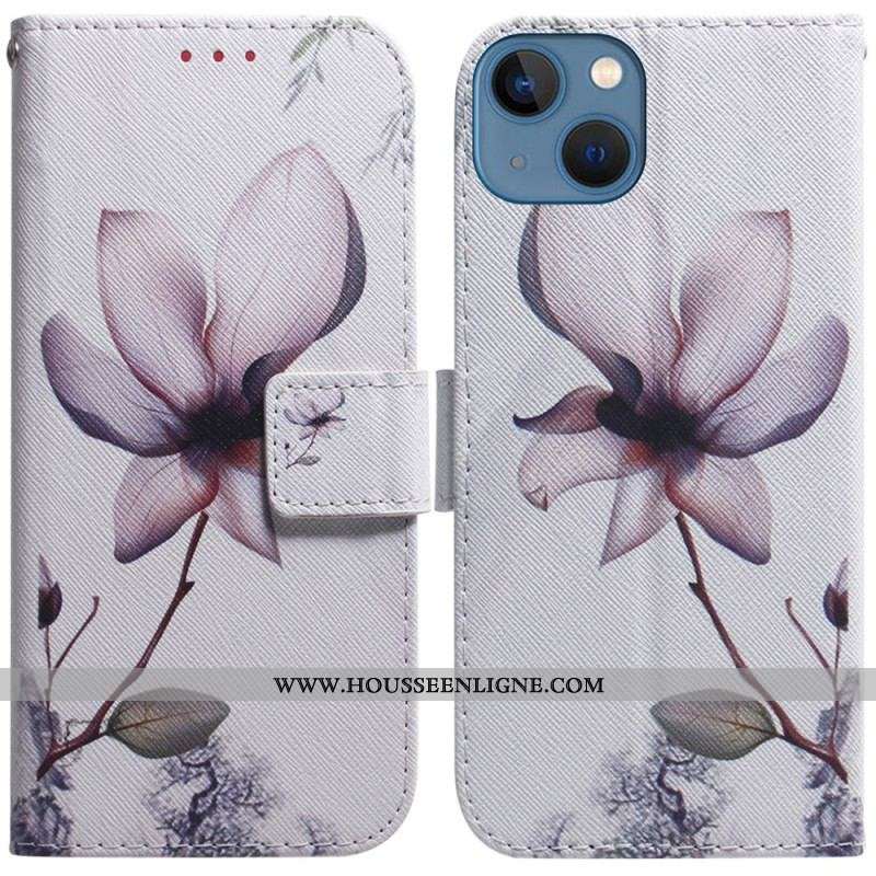 Housse iPhone 15 Fleur Vieux Rose