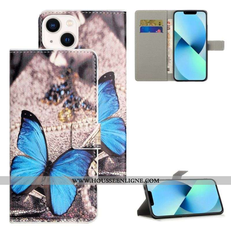 Housse iPhone 15 Plus Papillon Bleu