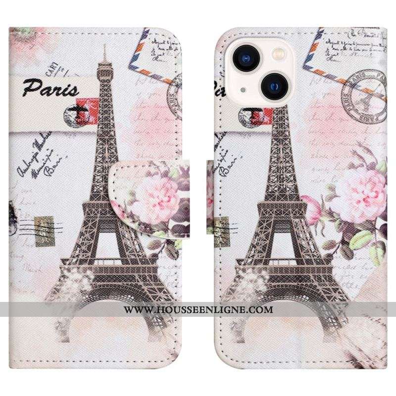 Housse iPhone 15 Plus Tour Eiffel Vintage