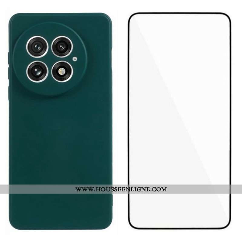 Coque 2-3n-1 OnePlus 13 Silicone Flexible avec Protection Écran en Verre Trempé