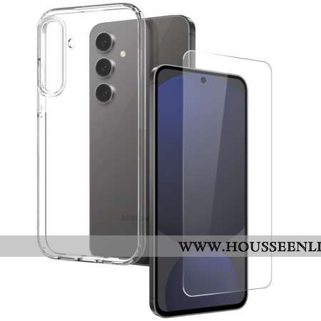 Coque 2-en-1 Samsung Galaxy S25 Plus 5G Transparente avec Protecteur Écran en Verre Trempé