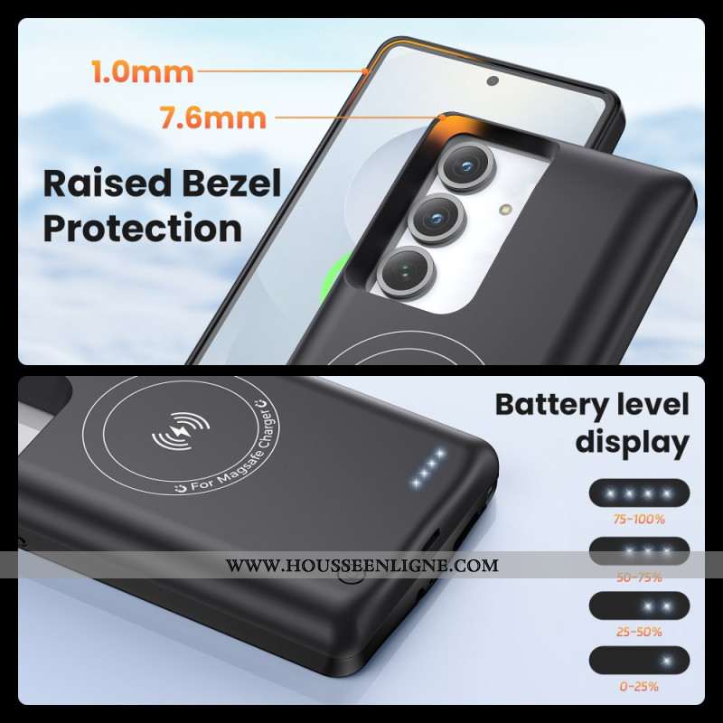 Coque Batterie 10000mAh pour Samsung Galaxy S25 Plus / S24 Plus Chargeur avec Fixation Magnétique