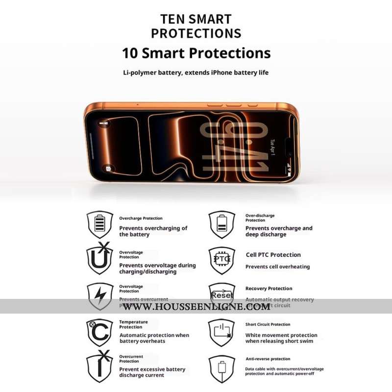 Coque Batterie Externe pour iPhone 17 Pro 5000mAh avec Support Intégré