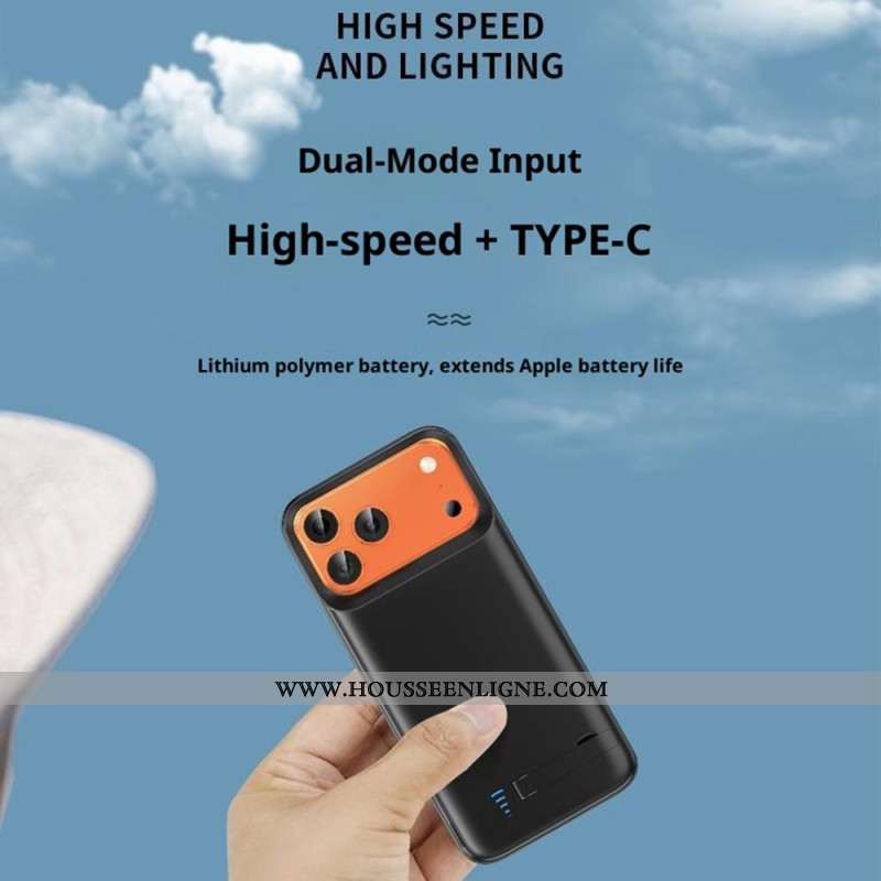 Coque Batterie Externe pour iPhone 17 Pro 5000mAh avec Support Intégré