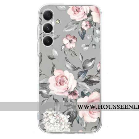 Coque Galaxy S26 Fleurs Fond Gris