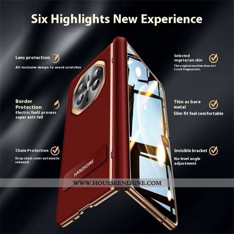 Coque Huawei Mate X6 Simili Cuir Texturé avec Protecteur Écran