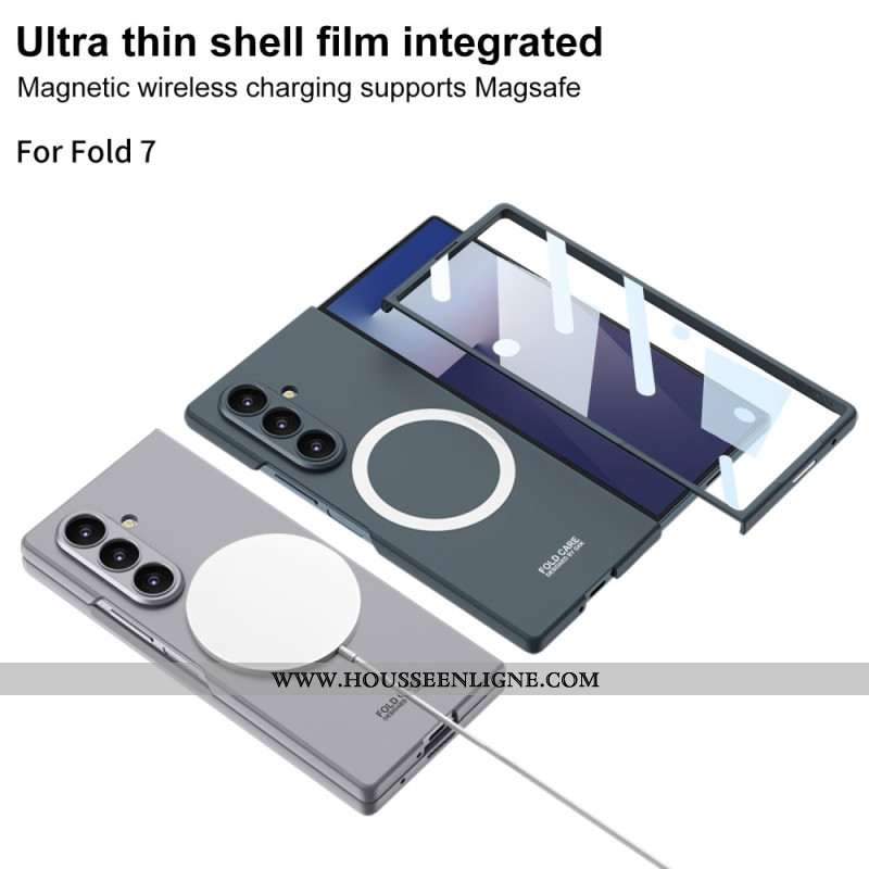 Coque Magnétique pour Samsung Galaxy Z Fold 7 Magnétique avec Protecteur Écran en Verre Trempé