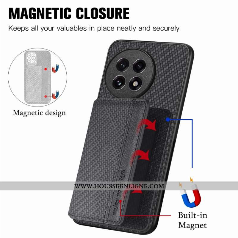 Coque OnePlus 13 Fibre Carbone Porte-Cartes Magnétique