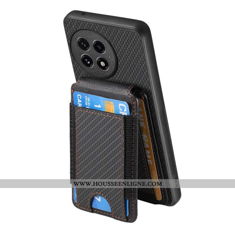 Coque OnePlus 13 Fibre Carbone Porte-Cartes et Support