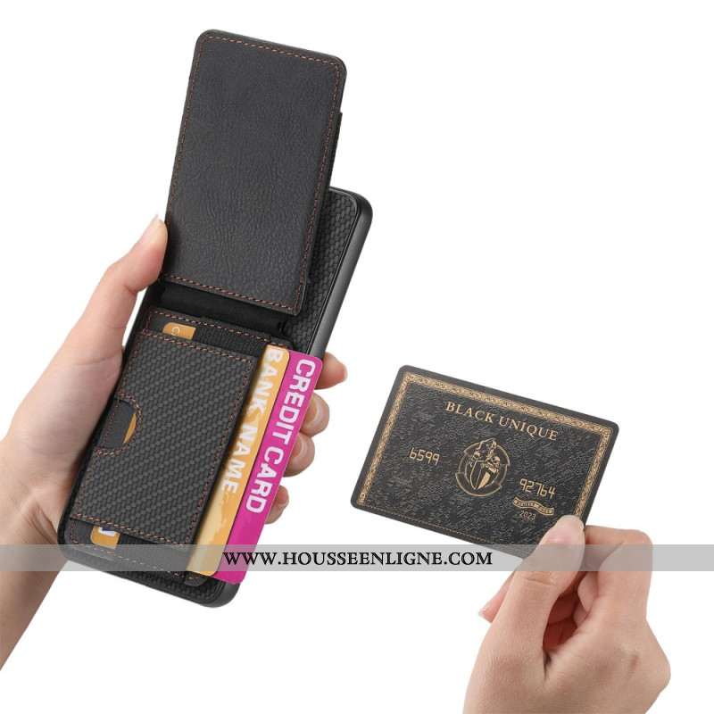 Coque OnePlus 13 Fibre Carbone Porte-Cartes et Support