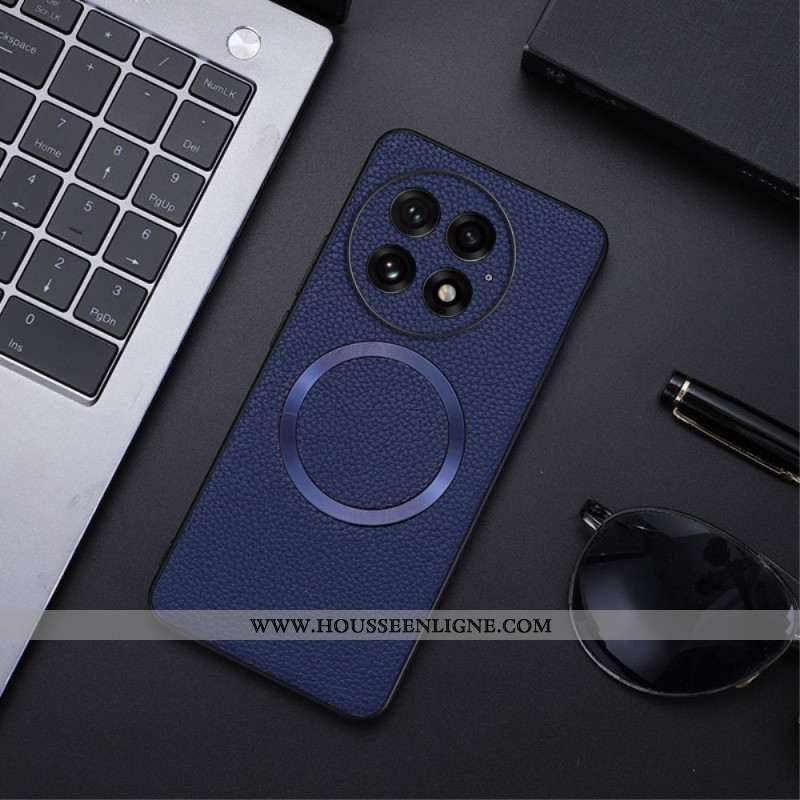 Coque OnePlus 13 Simili Cuir Texturé Compatible MagSafe