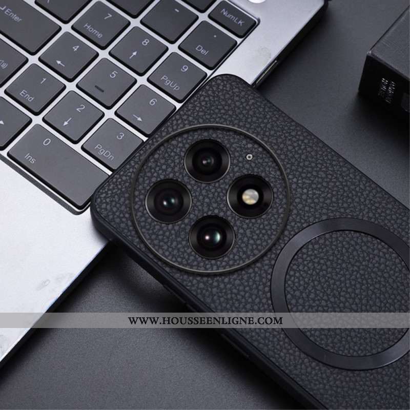 Coque OnePlus 13 Simili Cuir Texturé Compatible MagSafe