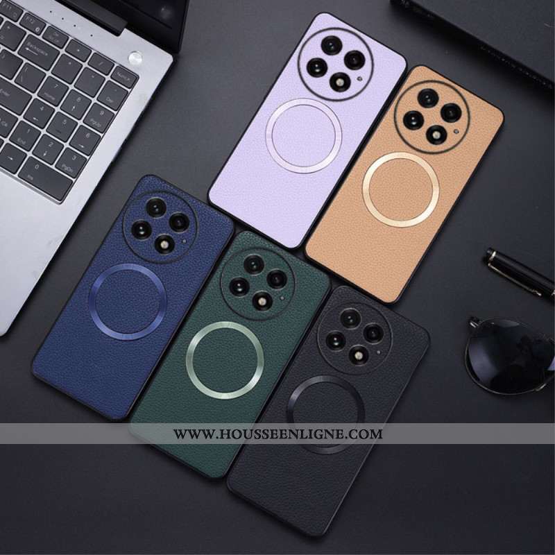 Coque OnePlus 13 Simili Cuir Texturé Compatible MagSafe