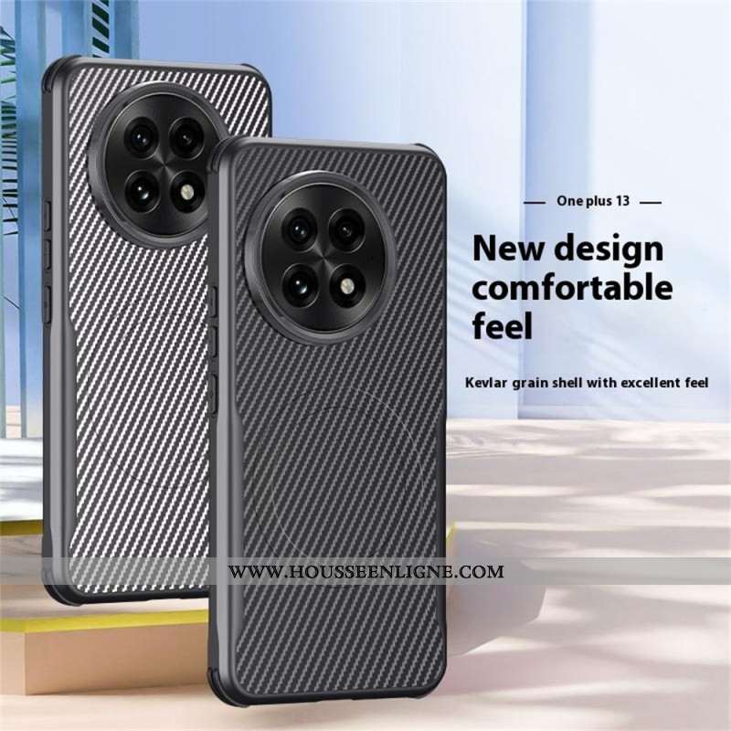 Coque OnePlus 13 Texture Fibre Carbone Compatible MagSafe