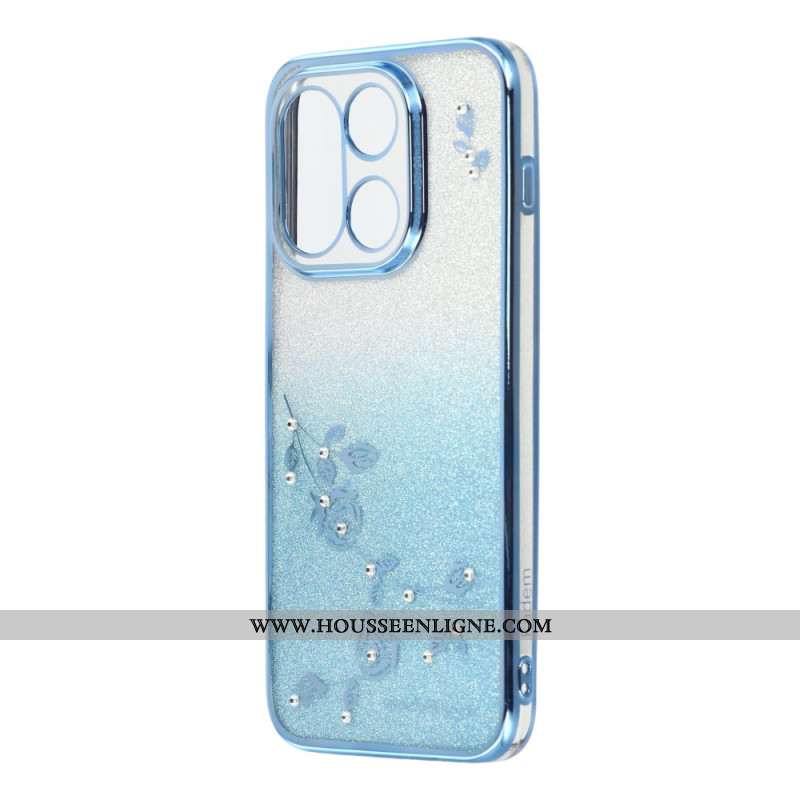 Coque OnePlus 15 Fleurs et Paillettes Dégradées