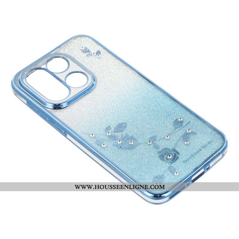 Coque OnePlus 15 Fleurs et Paillettes Dégradées