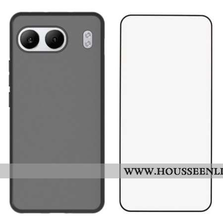 Coque OnePlus Nord 4 Silicone Mat avec Protection d'Écran en Verre Trempé