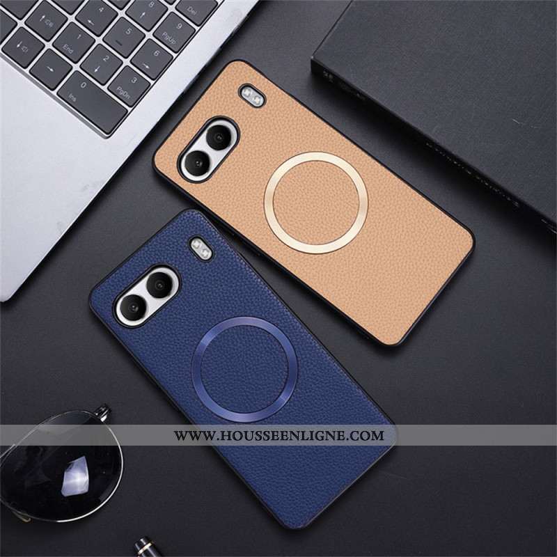 Coque OnePlus Nord 4 Simili Cuir Litchi Compatible MagSafe