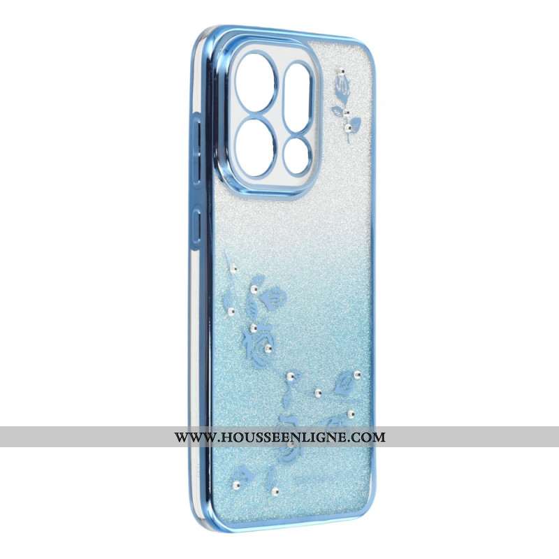Coque Oppo Find X9 5G Fleurs et Paillettes KADEM