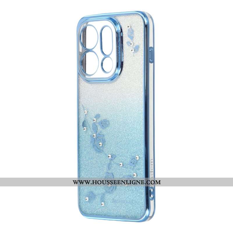 Coque Oppo Find X9 5G Fleurs et Paillettes KADEM
