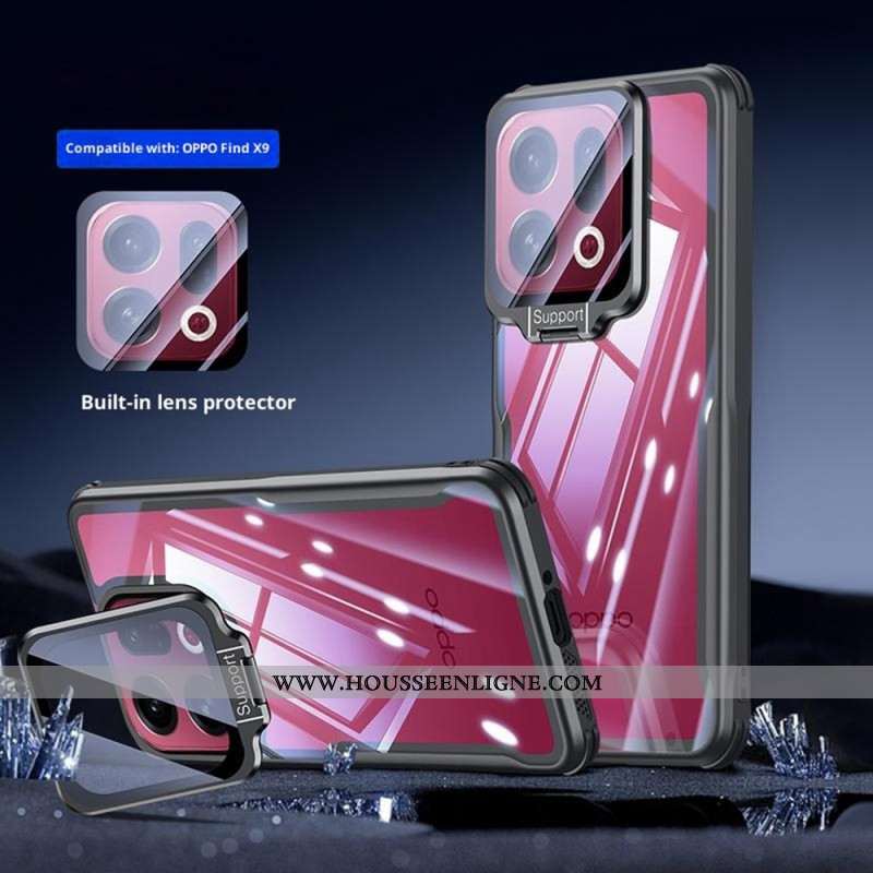 Coque Oppo Find X9 5G Transparente avec Support Intégré et Protection Caméra