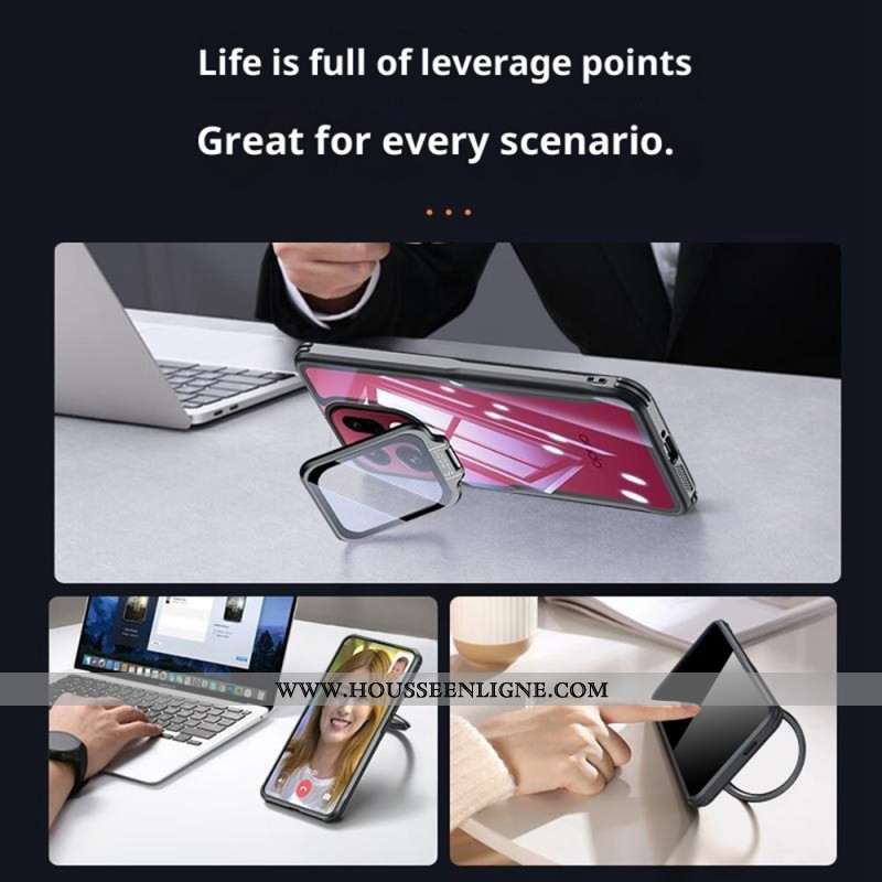 Coque Oppo Find X9 5G Transparente avec Support Intégré et Protection Caméra