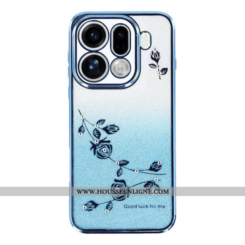 Coque Oppo Find X9 Pro 5G Fleurs et Strass KADEM