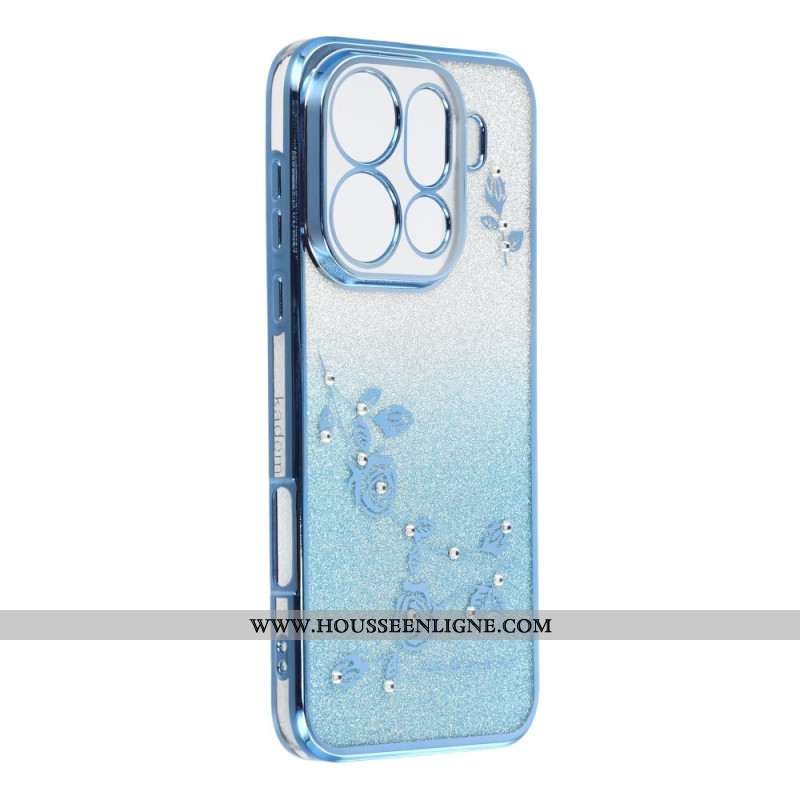 Coque Oppo Find X9 Pro 5G Fleurs et Strass à Lanières