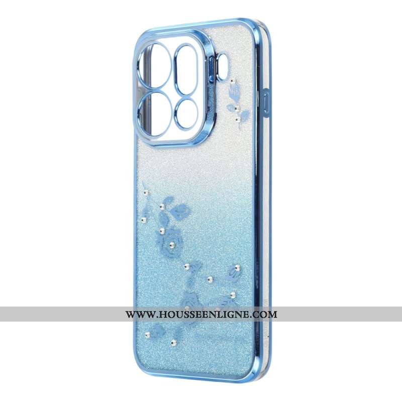Coque Oppo Find X9 Pro 5G Fleurs et Strass à Lanières