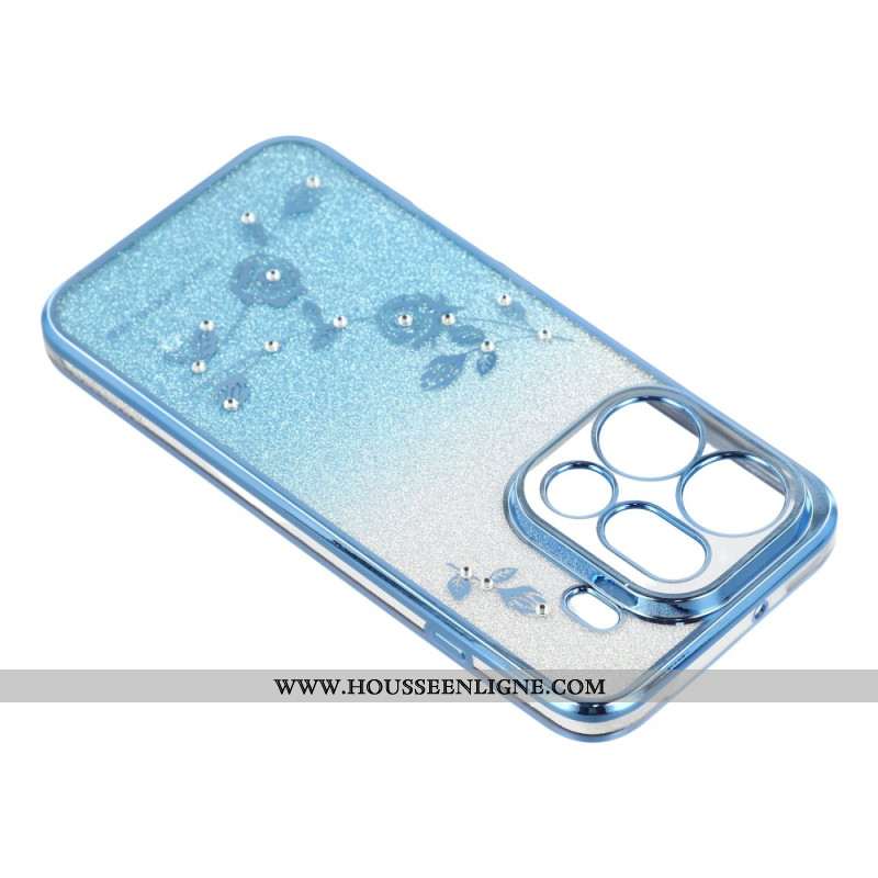 Coque Oppo Find X9 Pro 5G Fleurs et Strass à Lanières