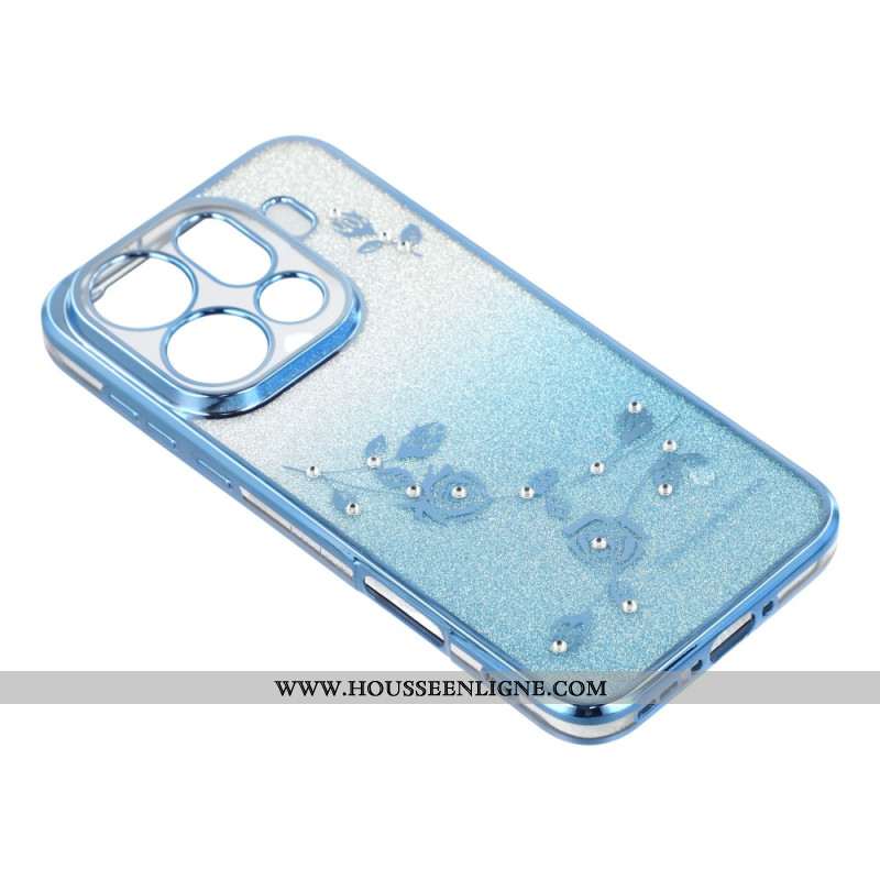 Coque Oppo Find X9 Pro 5G Fleurs et Strass à Lanières