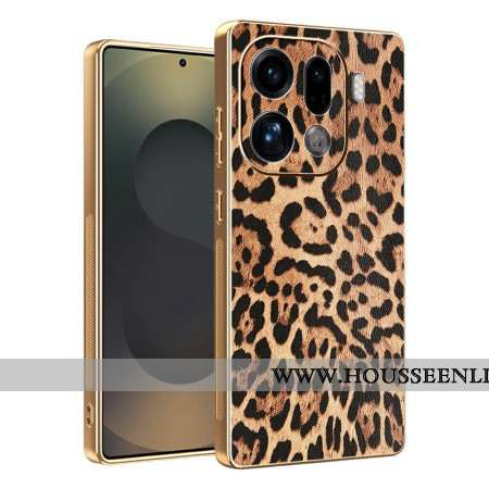 Coque Oppo Find X9 Pro 5G Motif Léopard avec Finition Dorée