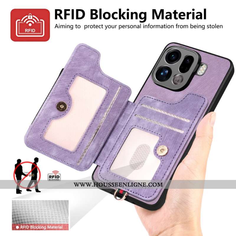 Coque Oppo Find X9 Pro 5G Porte-Cartes RFID Design Rétro
