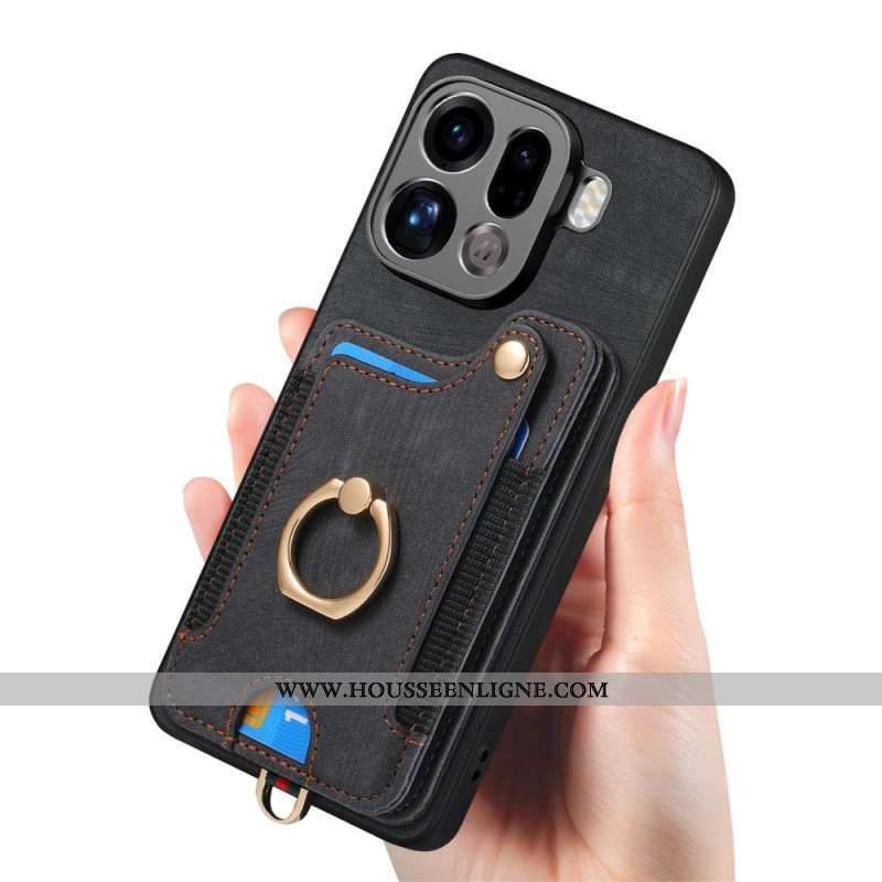 Coque Oppo Find X9 Pro 5G Porte-Cartes RFID Design Rétro