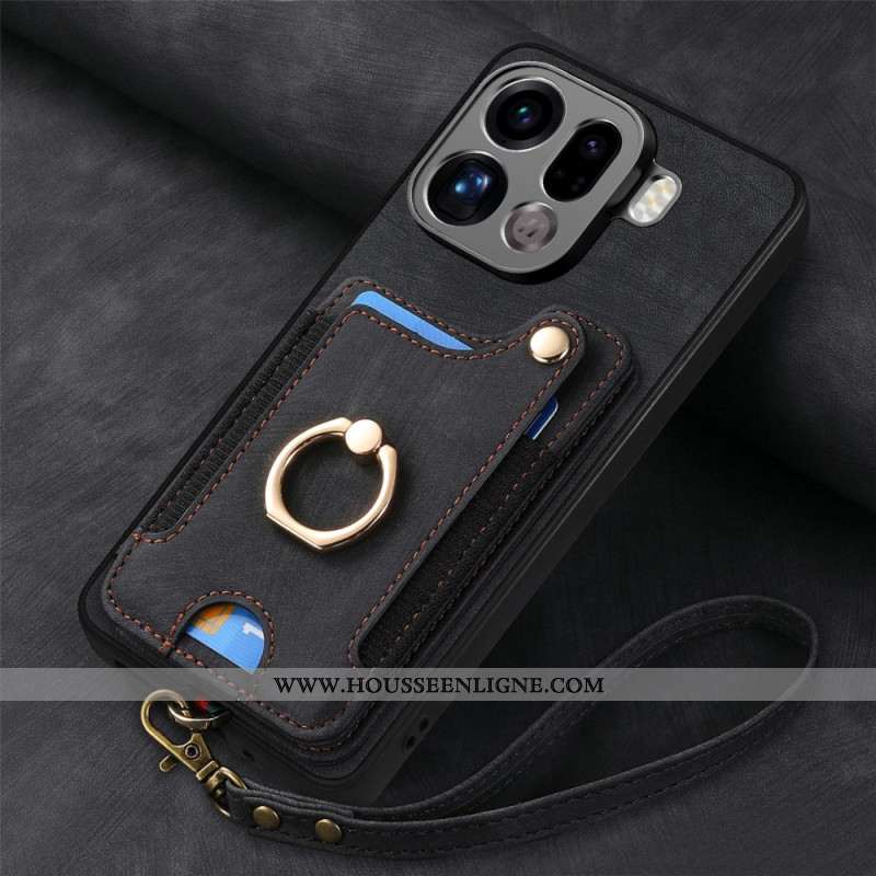 Coque Oppo Find X9 Pro 5G Porte-Cartes RFID Design Rétro
