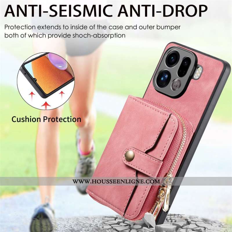 Coque Oppo Find X9 Pro 5G Porte-Cartes Zippé et Bandoulière