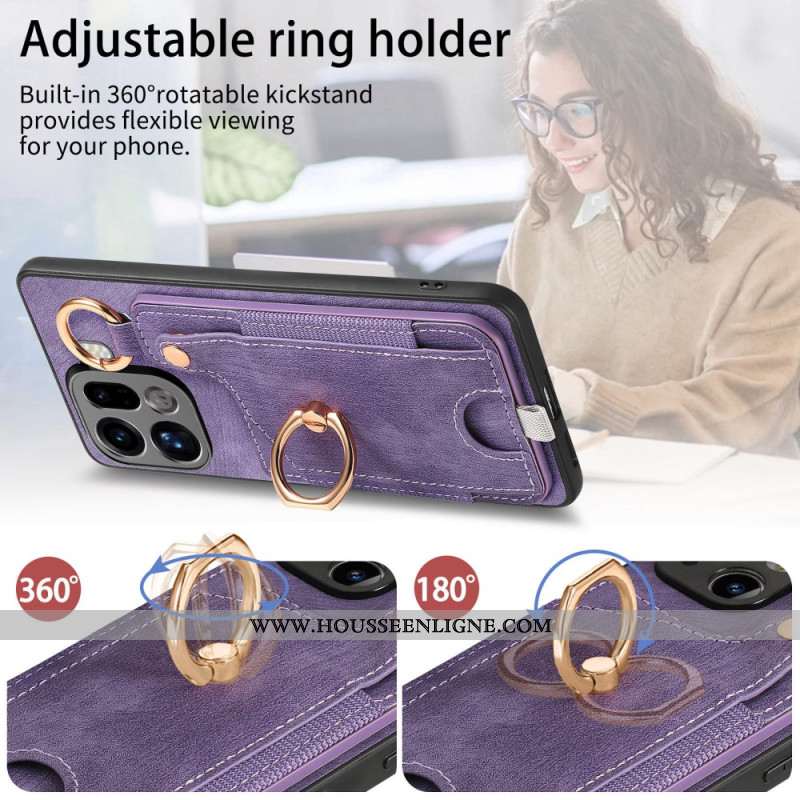 Coque Oppo Find X9 Pro 5G Porte-Cartes et Anneau-Support